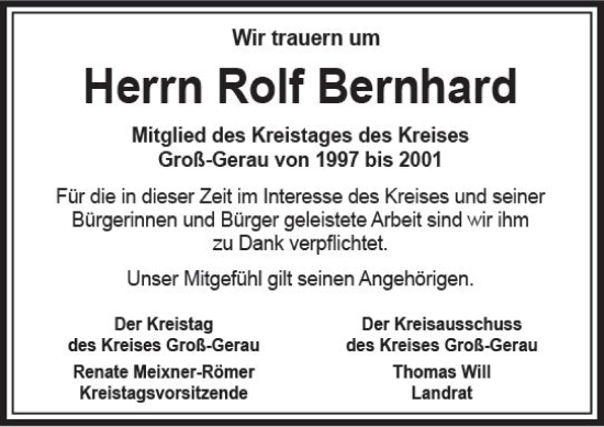 Traueranzeige von Rolf Bernhard von vrm-trauer Groß-Gerauer Echo