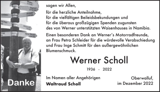 Traueranzeige von Werner Scholl von vrm-trauer Rheingau