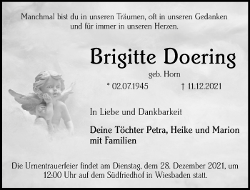 Traueranzeige von Brigitte Doering 