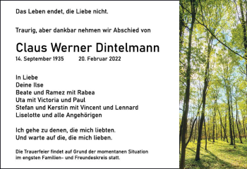 Traueranzeige von Claus Werner Dintelmann von vrm-trauer Groß-Gerauer Echo