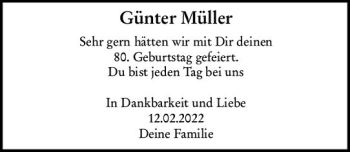 Traueranzeige von Günter Müller von vrm-trauer AZ Mainz