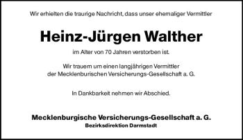 Traueranzeige von Heinz-Jürgen Walther von vrm-trauer Groß-Gerauer Echo