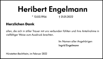 Traueranzeige von Heribert Engelmann von vrm-trauer Idsteiner Zeitung
