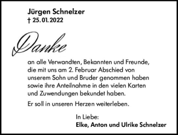 Traueranzeige von Jürgen Schnelzer von vrm-trauer Darmstädter Echo