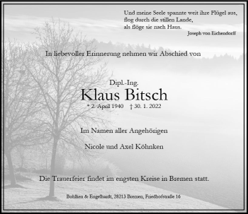 Traueranzeige von Klaus Bitsch von vrm-trauer Darmstädter Echo
