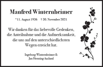 Traueranzeige von Manfred Winternheimer von vrm-trauer Allgemeine  Zeitung Ingelheim-Bingen