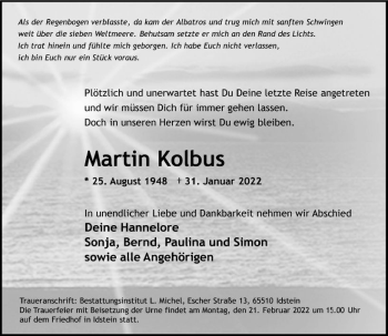 Traueranzeige von Martin Kolbus von vrm-trauer Idsteiner Zeitung