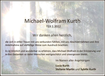 Traueranzeige von Michael-Wolfram Kurth von vrm-trauer Wiesbadener Kurier
