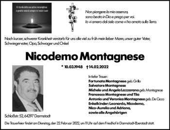 Traueranzeige von Nicodemo Montagnese von vrm-trauer Darmstädter Echo