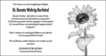 Traueranzeige von Renate Wahrig-Burfeind von vrm-trauer Groß-Gerauer Echo