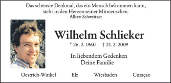 Traueranzeige von Wilhelm Schlieker von vrm-trauer Wiesbadener Kurier