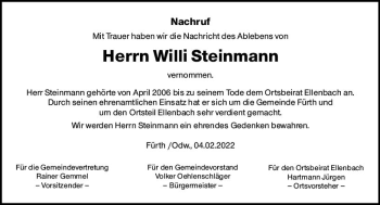 Traueranzeige von Willi Steinmann von vrm-trauer Bürstädter/Lamperth. Ztg/Starkenburger