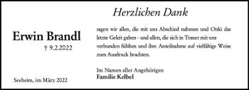 Traueranzeige von Erwin Brandl von vrm-trauer Darmstädter Echo