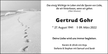 Traueranzeige von Gertrud Gohr von vrm-trauer Hochheimer Zeitung