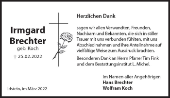 Traueranzeige von Irmgard Brechter von vrm-trauer Idsteiner Zeitung