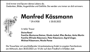 Traueranzeige von Manfred Kässmann von vrm-trauer Groß-Gerauer Echo