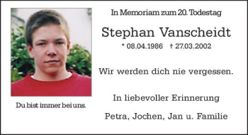 Traueranzeige von Stephan Vanscheidt von vrm-trauer Wiesbadener Kurier