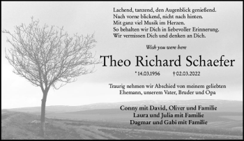Traueranzeige von Theo Richard Schaefer von vrm-trauer Wiesbadener Kurier