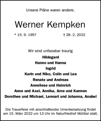Traueranzeige von Werner Kempken von vrm-trauer Darmstädter Echo