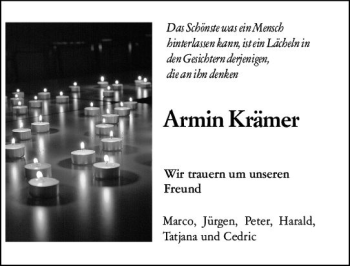 Traueranzeige von Armin Krämer von vrm-trauer Wiesbadener Kurier