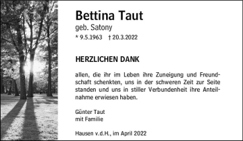 Traueranzeige von Bettina Taut von vrm-trauer Wiesbadener Kurier