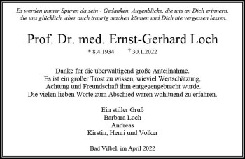 Traueranzeige von Ernst-Gerhard Loch von vrm-trauer Wiesbadener Kurier
