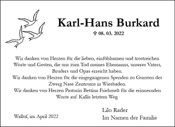 Traueranzeige von Karl-Hans Burkard von vrm-trauer Rheingau