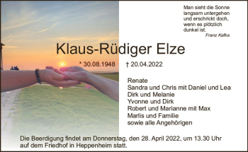 Traueranzeige von Klaus-Rüdiger Elze von vrm-trauer Bürstädter/Lamperth. Ztg/Starkenburger