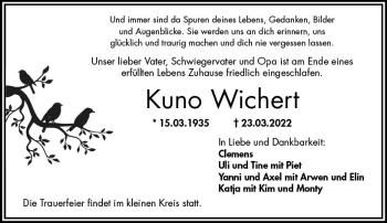 Traueranzeige von Kuno Wichert von vrm-trauer Bürstädter/Lamperth. Ztg/Starkenburger