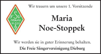 Traueranzeige von Maria Noe-Stoppek von vrm-trauer DieburgerAnzeiger/Groß-Zimmerner Lokala