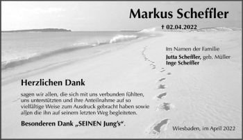 Traueranzeige von Markus Scheffler von vrm-trauer Wiesbadener Kurier