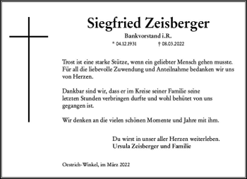 Traueranzeige von Siegfried Zeisberger von vrm-trauer Rheingau