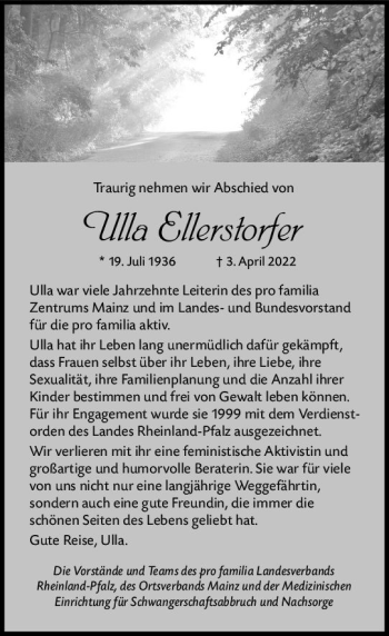 Traueranzeige von Ulla Ellerstorfer von vrm-trauer Wiesbadener Kurier