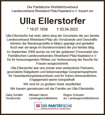 Traueranzeige von Ulla Ellerstorfer von vrm-trauer AZ Mainz