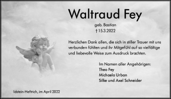 Traueranzeige von Waltraud Fey von vrm-trauer Idsteiner Zeitung