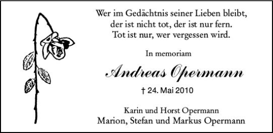 Traueranzeige von Andreas Opermann von vrm-trauer Darmstädter Echo