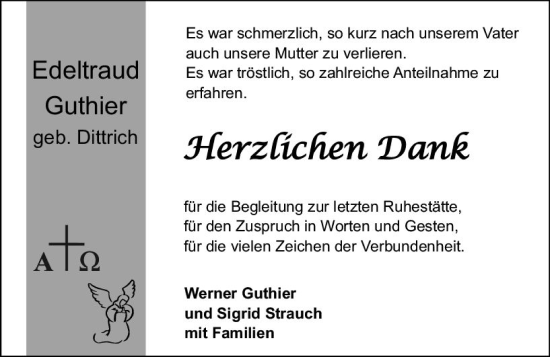 Traueranzeige von Edeltraud Guthier von vrm-trauer Bürstädter/Lamperth. Ztg/Starkenburger