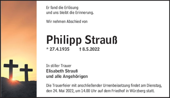 Traueranzeige von Philipp Strauß von vrm-trauer Odenwälder Echo