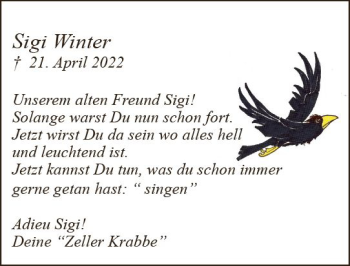 Traueranzeige von Sigi Winter von vrm-trauer Odenwälder Echo