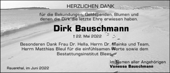 Traueranzeige von Dirk Bauschmann von vrm-trauer Rheingau