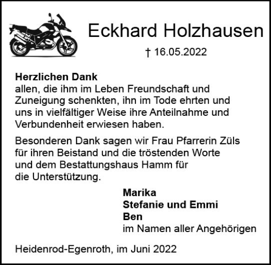 Traueranzeige von Eckhard Holzhausen von vrm-trauer Wiesbadener Kurier