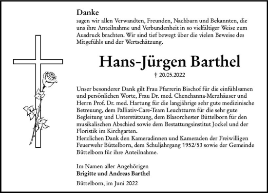 Traueranzeige von Hans-Jürgen Barthel von vrm-trauer Groß-Gerauer Echo