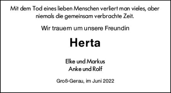 Traueranzeige von Herta  von vrm-trauer Groß-Gerauer Echo