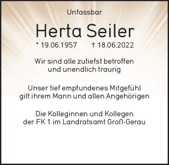 Traueranzeige von Herta Seiler von vrm-trauer Groß-Gerauer Echo
