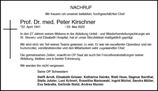 Traueranzeige von Peter Kirschner von vrm-trauer AZ Mainz