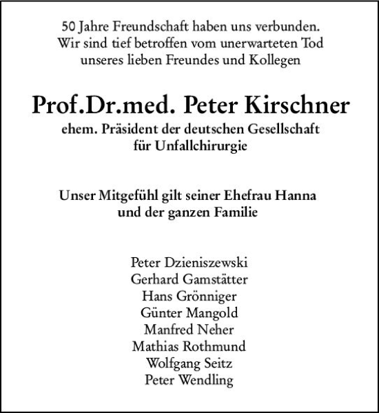 Traueranzeige von Peter Kirschner von vrm-trauer AZ Mainz