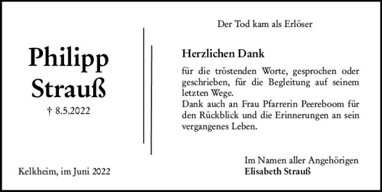 Traueranzeige von Philipp Strauß von vrm-trauer Odenwälder Echo