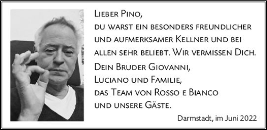 Traueranzeige von Pino  von vrm-trauer Darmstädter Echo