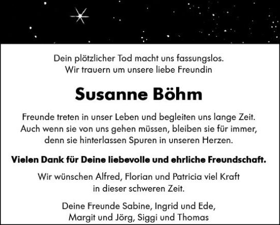 Traueranzeige von Susanne Böhm von vrm-trauer Wiesbadener Kurier