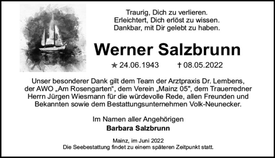 Traueranzeige von Werner Salzbrunn von vrm-trauer AZ Mainz